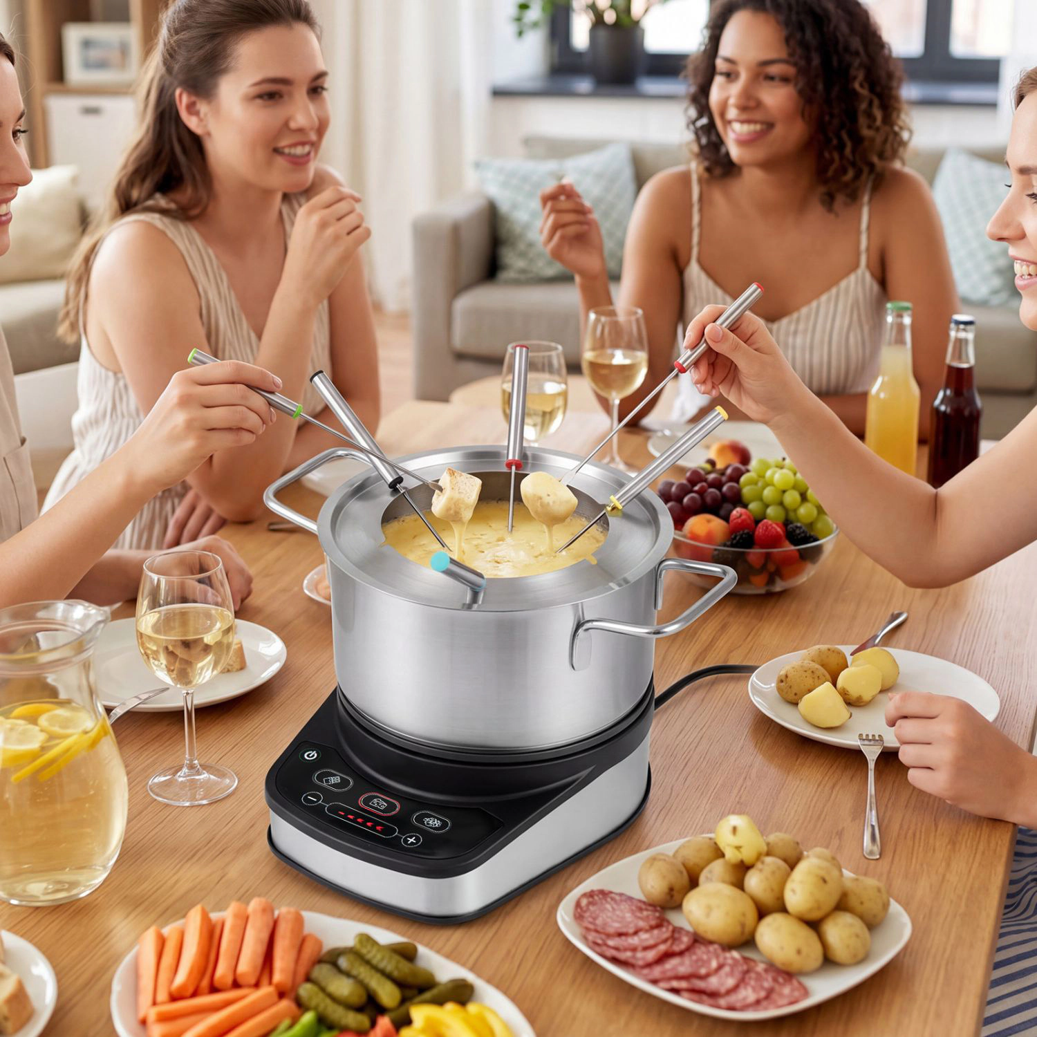 SlickBlue 1200W Electric Fondue Maker with 3.2 QT Pot & 6 Forks