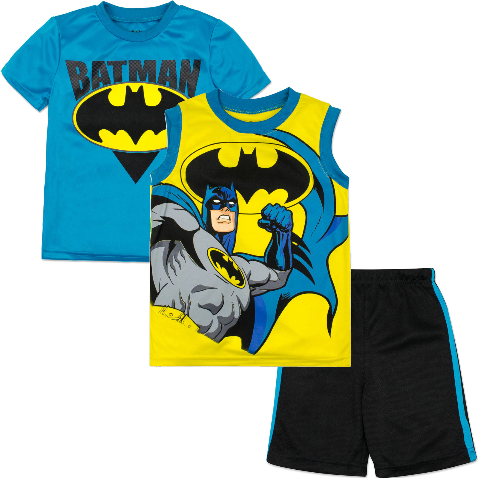 DC Comics Justice League Batman Boys' Athletic Tank, T-Shirt and Shorts Set
