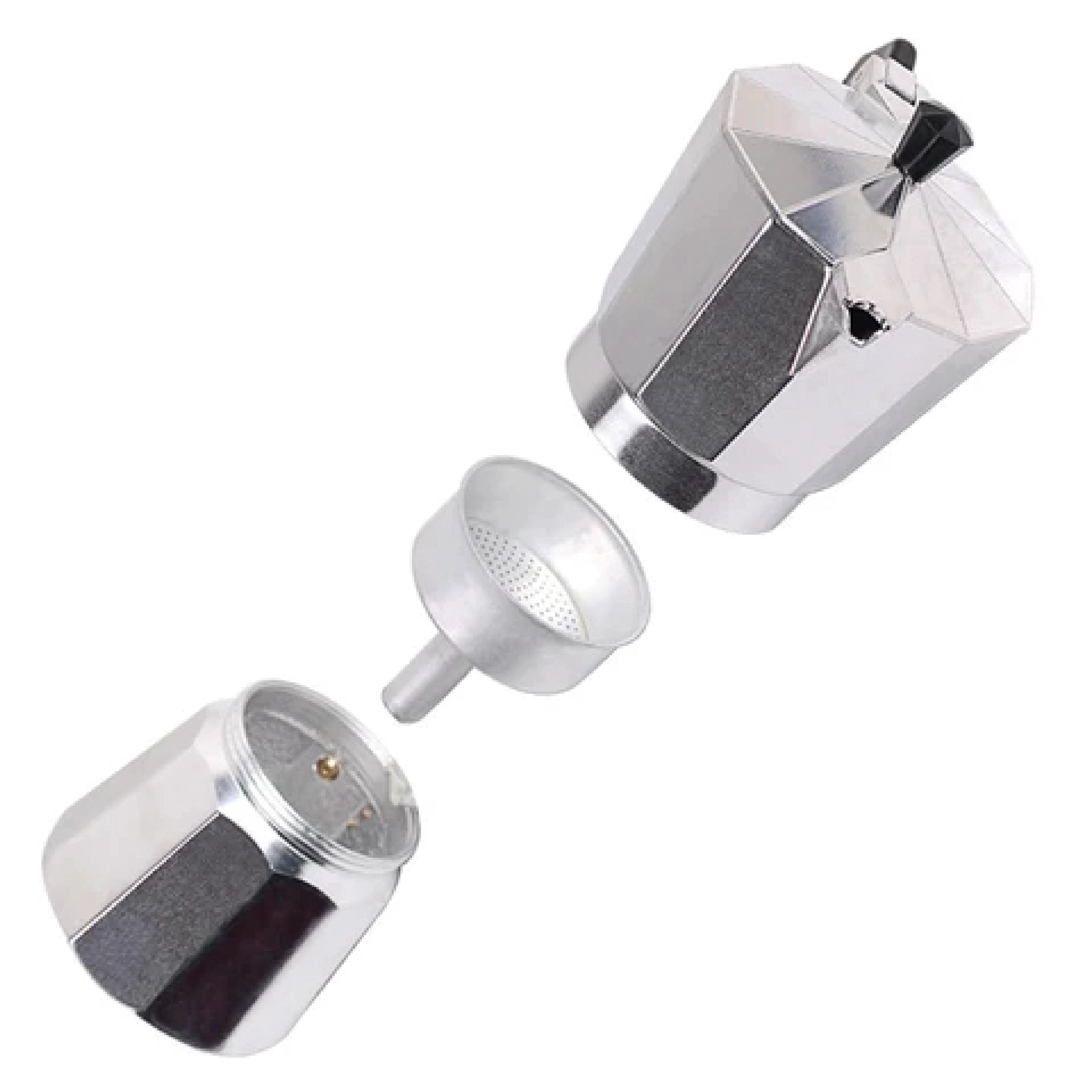 J&V TEXTILES 100% Aluminum Stovetop Espresso and Coffee Maker, Moka Pot for Classic Italian and Cuban Café Brewing