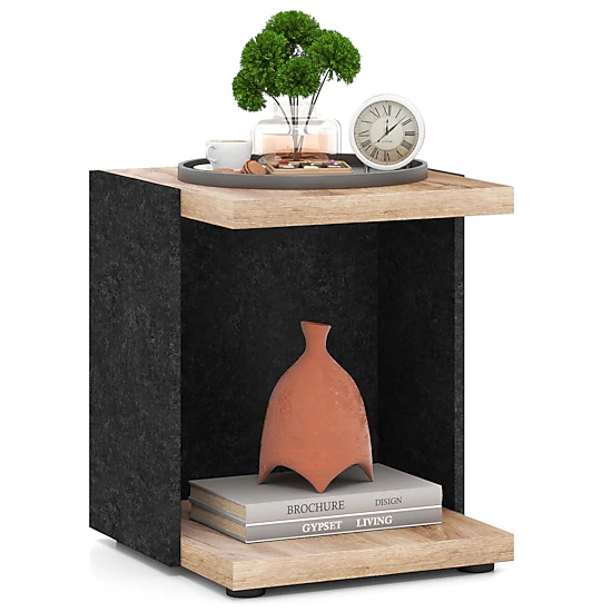 LJG End Table 2-Tier Sofa Side Table with Open Storage Shelf
