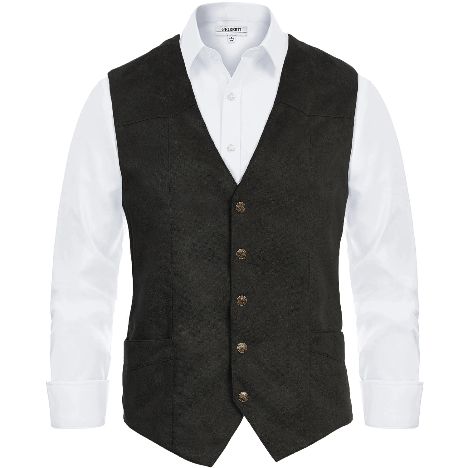 Gioberti Men's 5 Button Faux Suede Vest