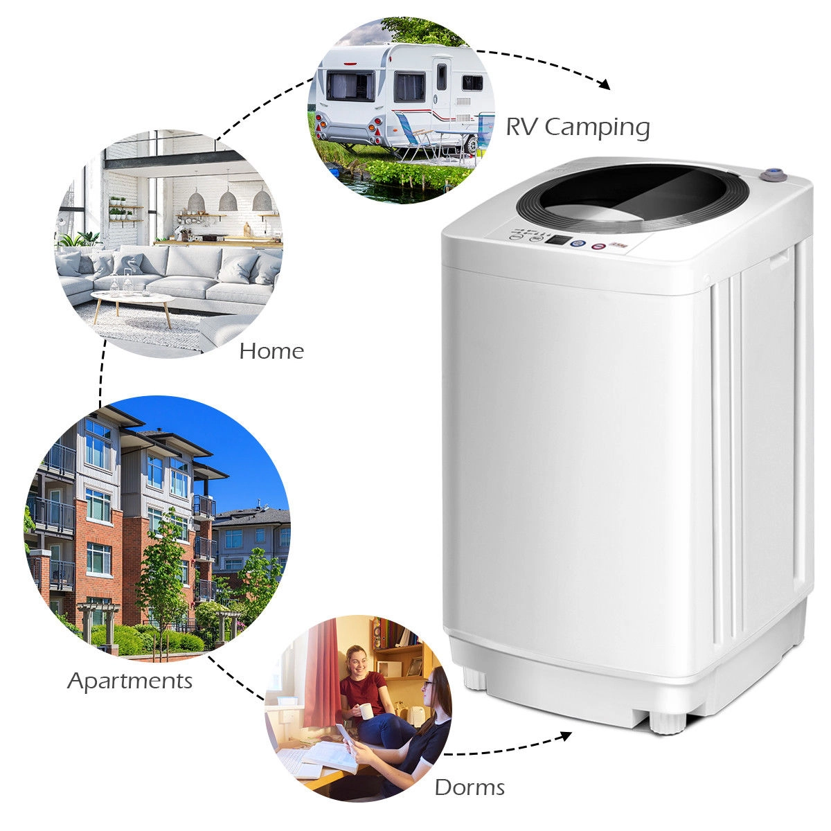 LJG Portable 7.7 lbs Automatic Laundry Washing Machine with Drain Pump