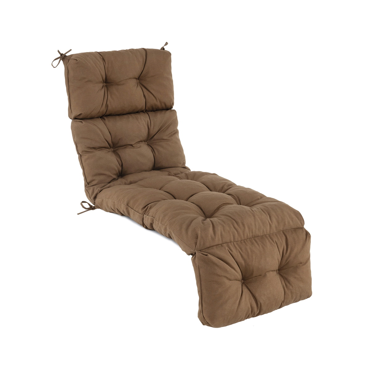 SUGIFT Outdoor Lounge Chaise Cushion with String Ties 73-in Long 4-in Thick Polyester Cotton Garden Poolside Brown