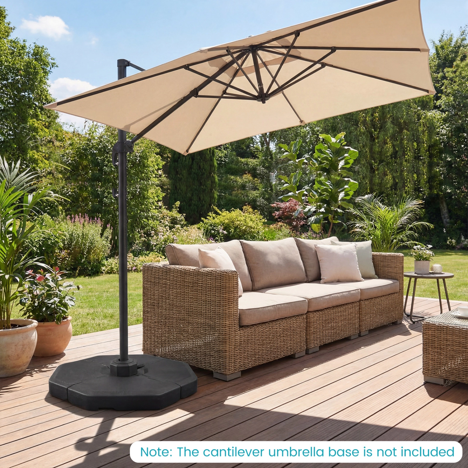 SUGIFT 4-Piece Black Fillable Cantilever Umbrella Base, 350-Lb Hold-Down