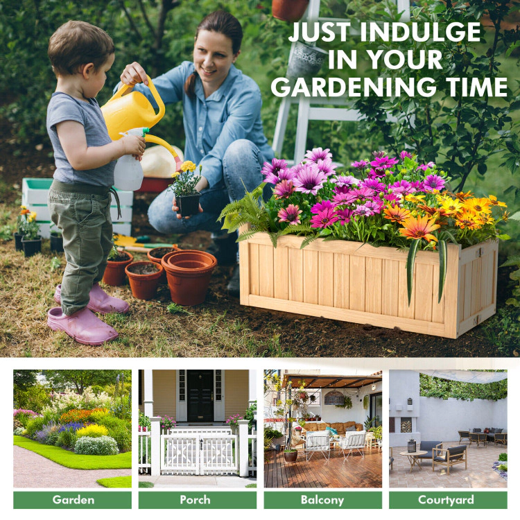 Hivvago Folding Wooden Raised Garden Bed with Removable Bottom for Herbs Fruits Flowers