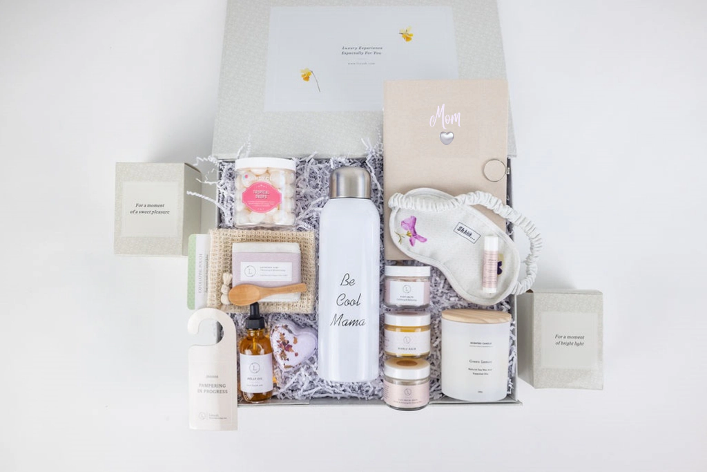 New Mom Gift Box - Natural Lavender Pampering Skincare Set, Personalized Option