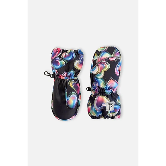 Deux par Deux Girls Play Heart Print Waterproof Winter Mittens with Rubberized Palm