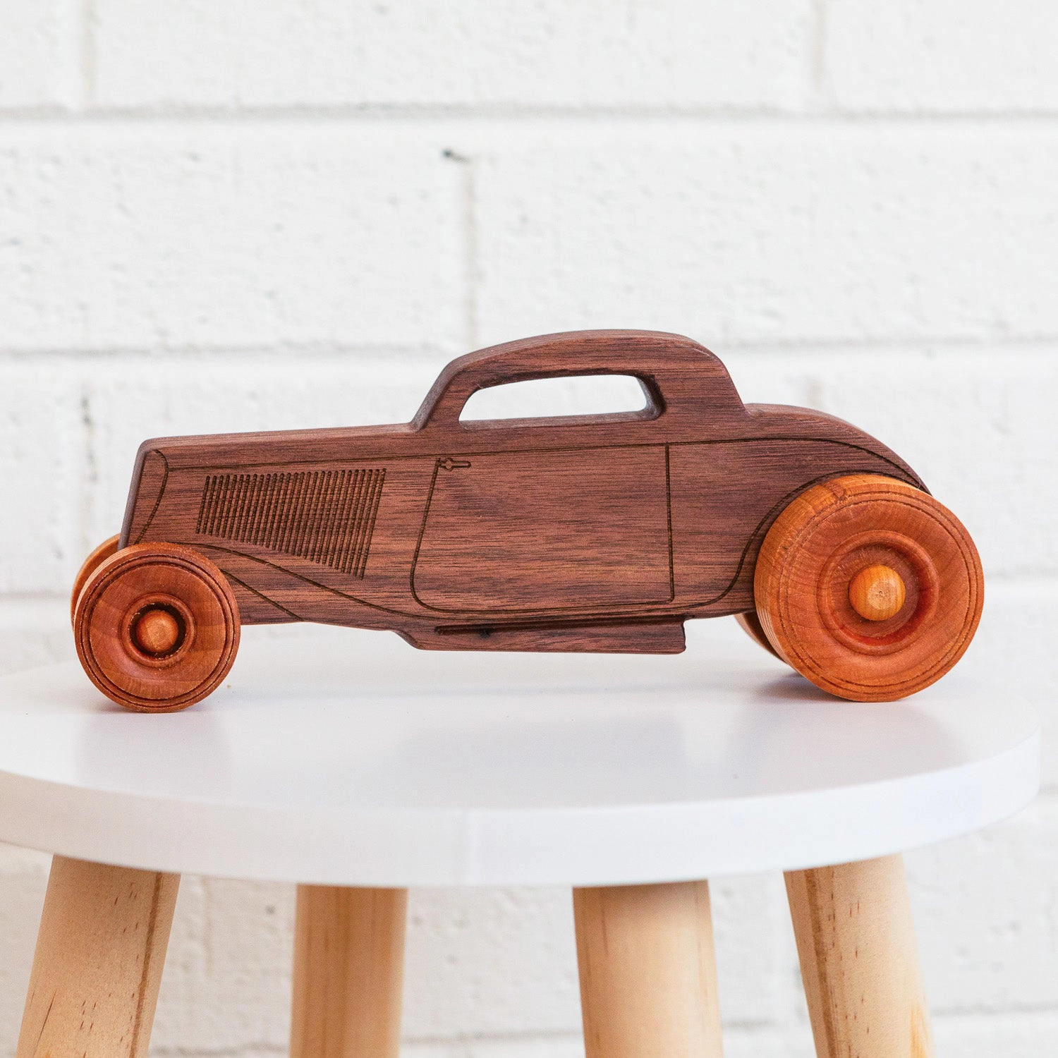 Classic Hot Rod 8.75" Long - Solid Walnut Wood - Etched Details - Made in USA