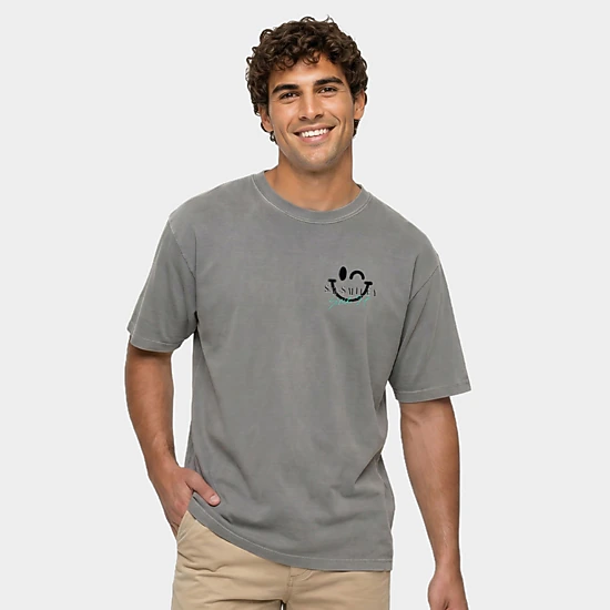 Simply Sage Market - Men's Garment Dyed Graphic T-Shirt - S.W.Smiley Paint Splatter