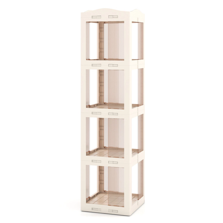 Hivvago 4-Tier Swivel Bookshelf with Translucent Panels