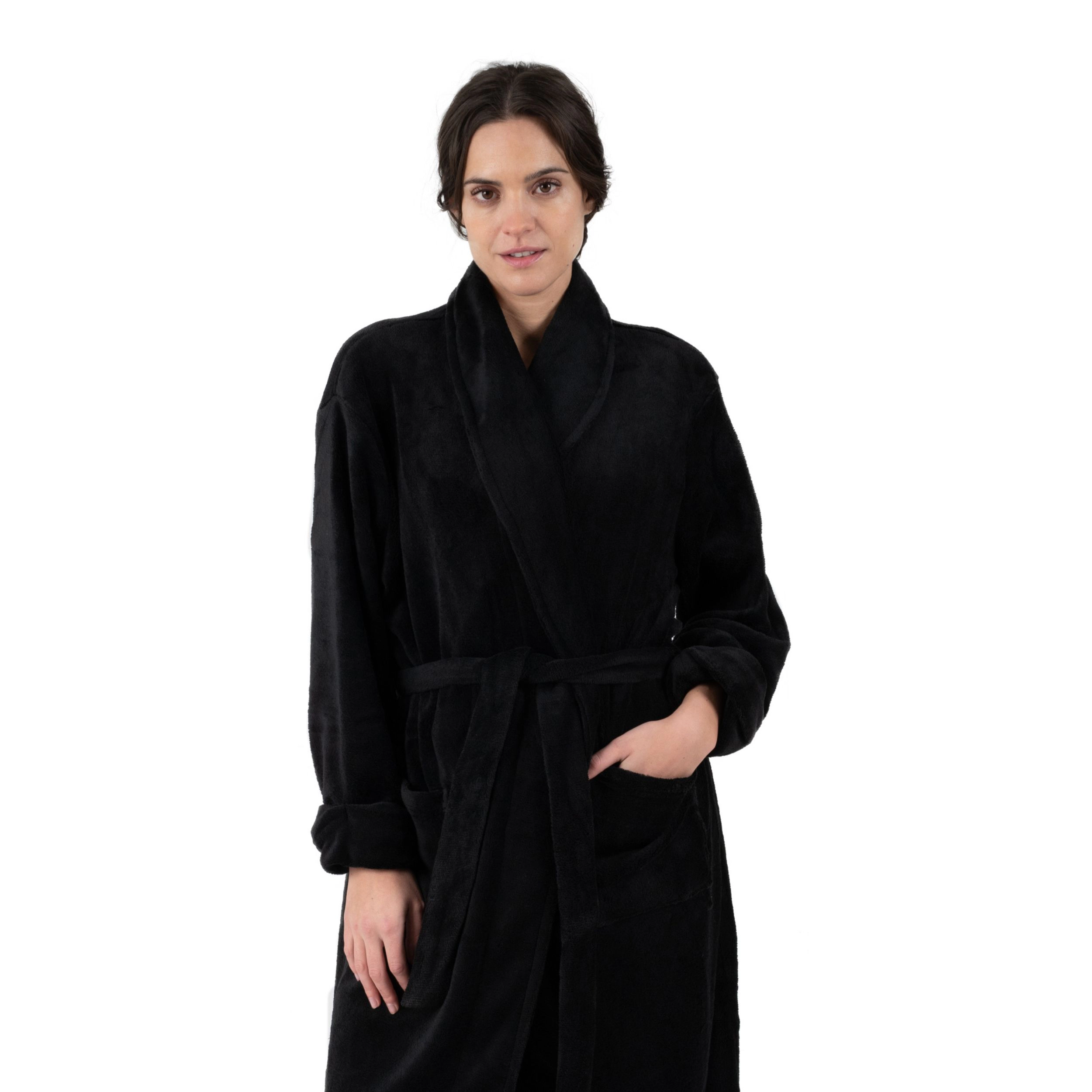 Leveret Womens Solid Micro Fleece Robe