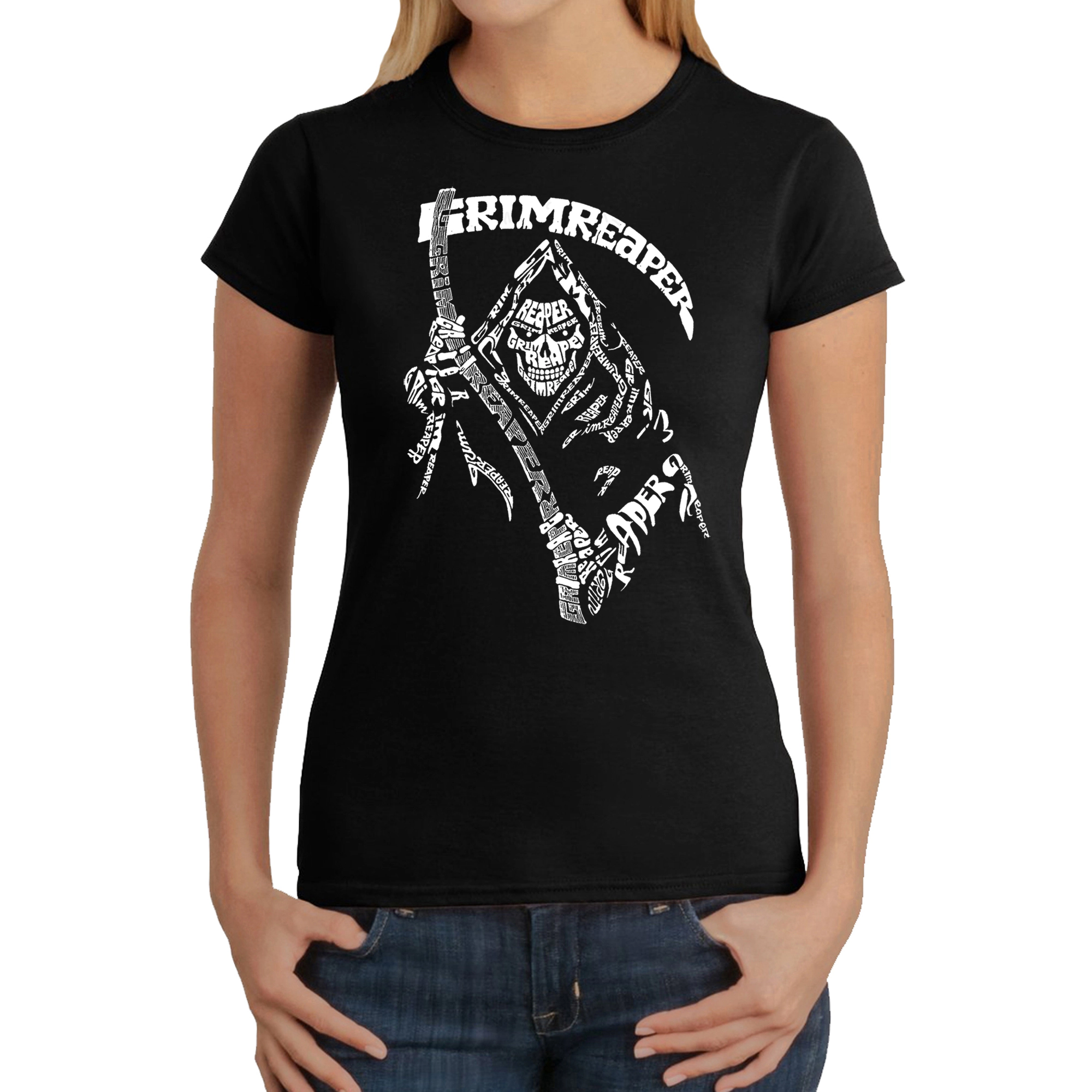 LA Pop Art Women's Word T-Shirt  Grim Reaper