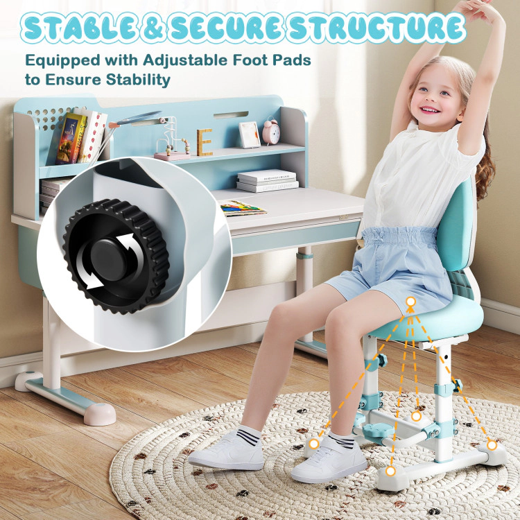 Hivvago Kids Study Chair With Adjustable Double Backrest And Footrest