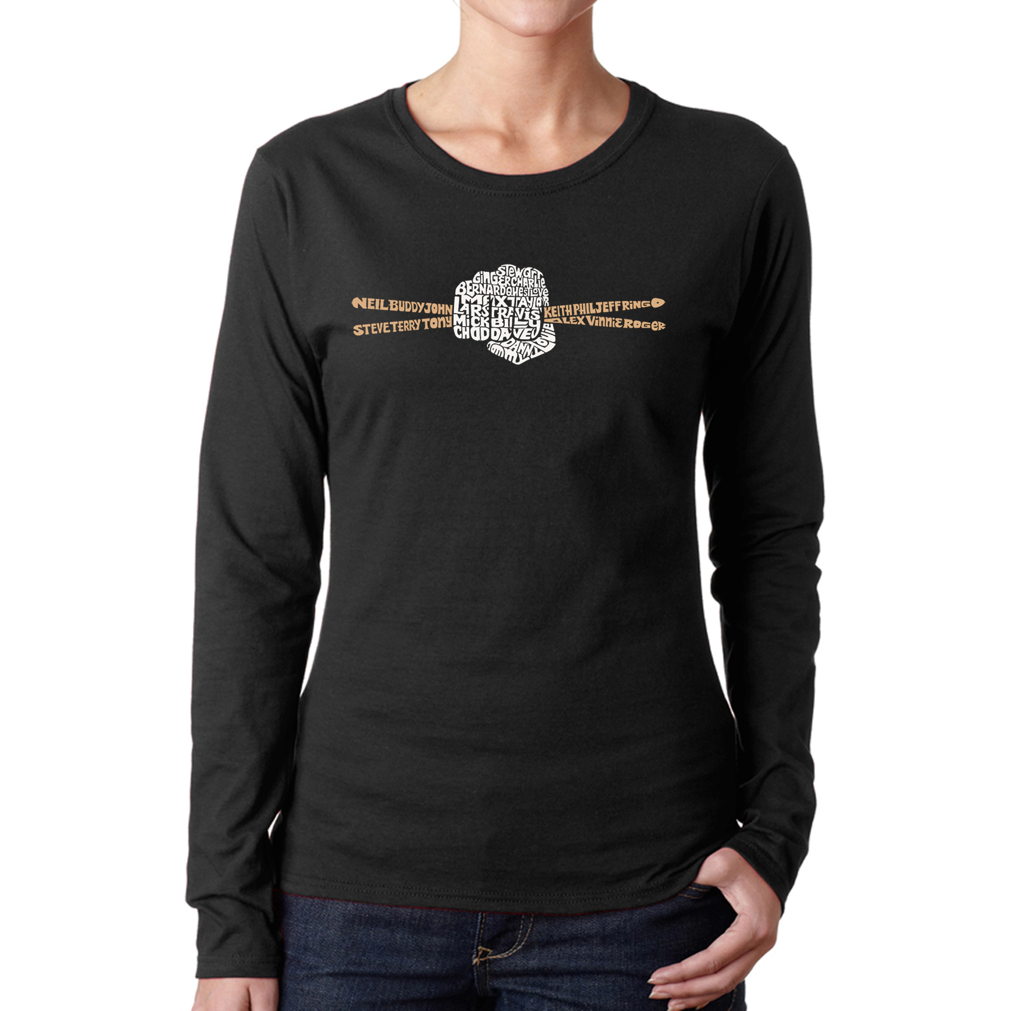 LA Pop Art Women's Word Long Sleeve T-Shirt - Drum Sticks