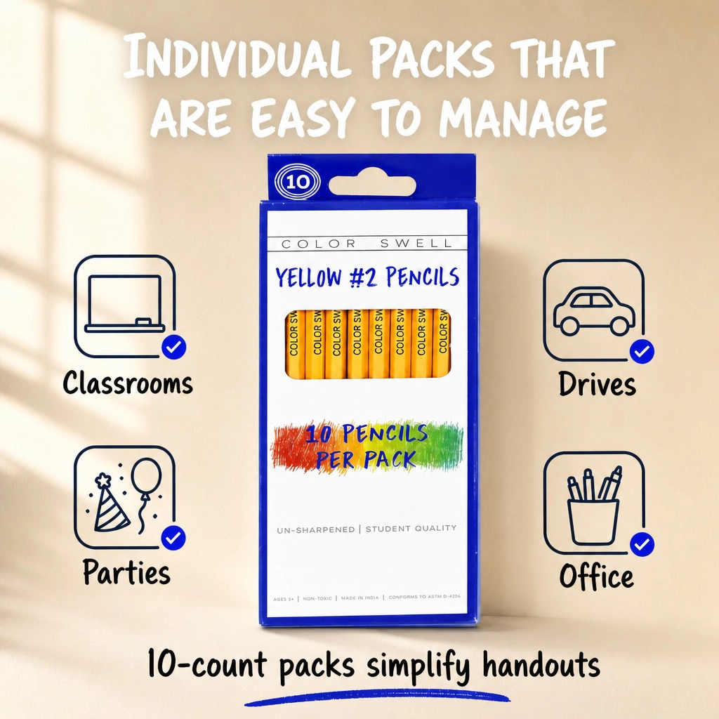 Color Swell Yellow Bulk Pencils, 30 Packs, 10 per Pack (10 Total)
