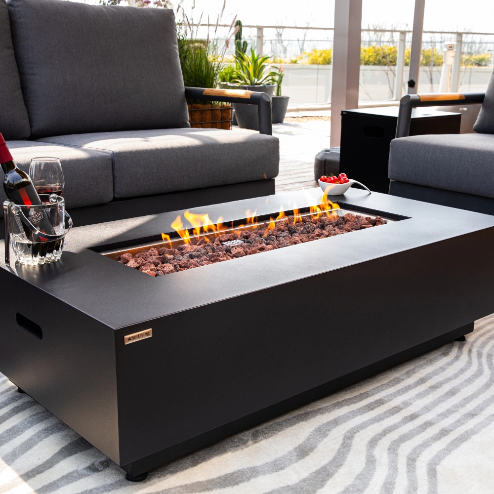 Sol Living 50,000 BTU Outdoor Propane Fire Pit Rectangle
