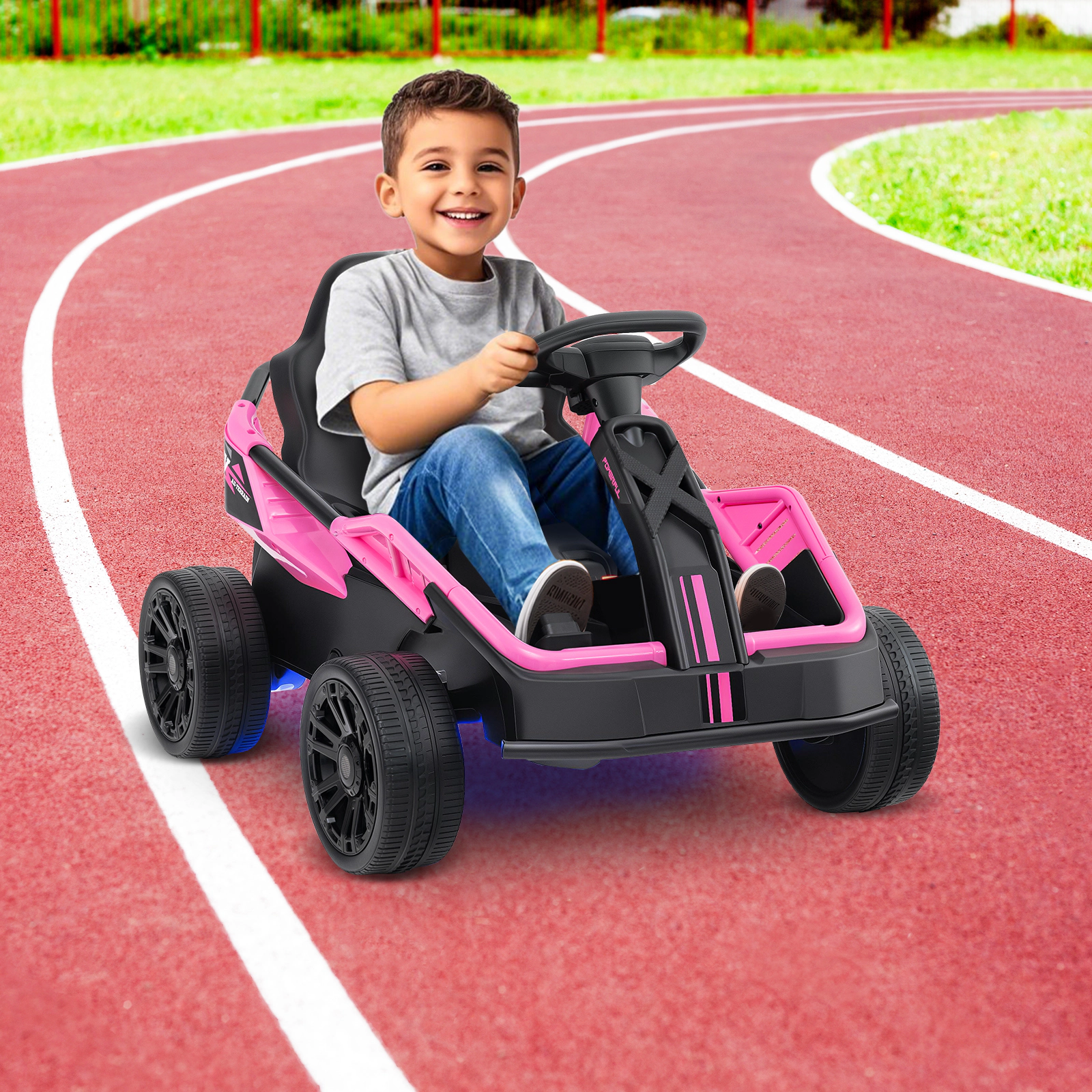 SUGIFT 12V Electric Ride-On UTV Car with Remote Control and Music 110-lb Capacity Ages 37-95 Months Pink