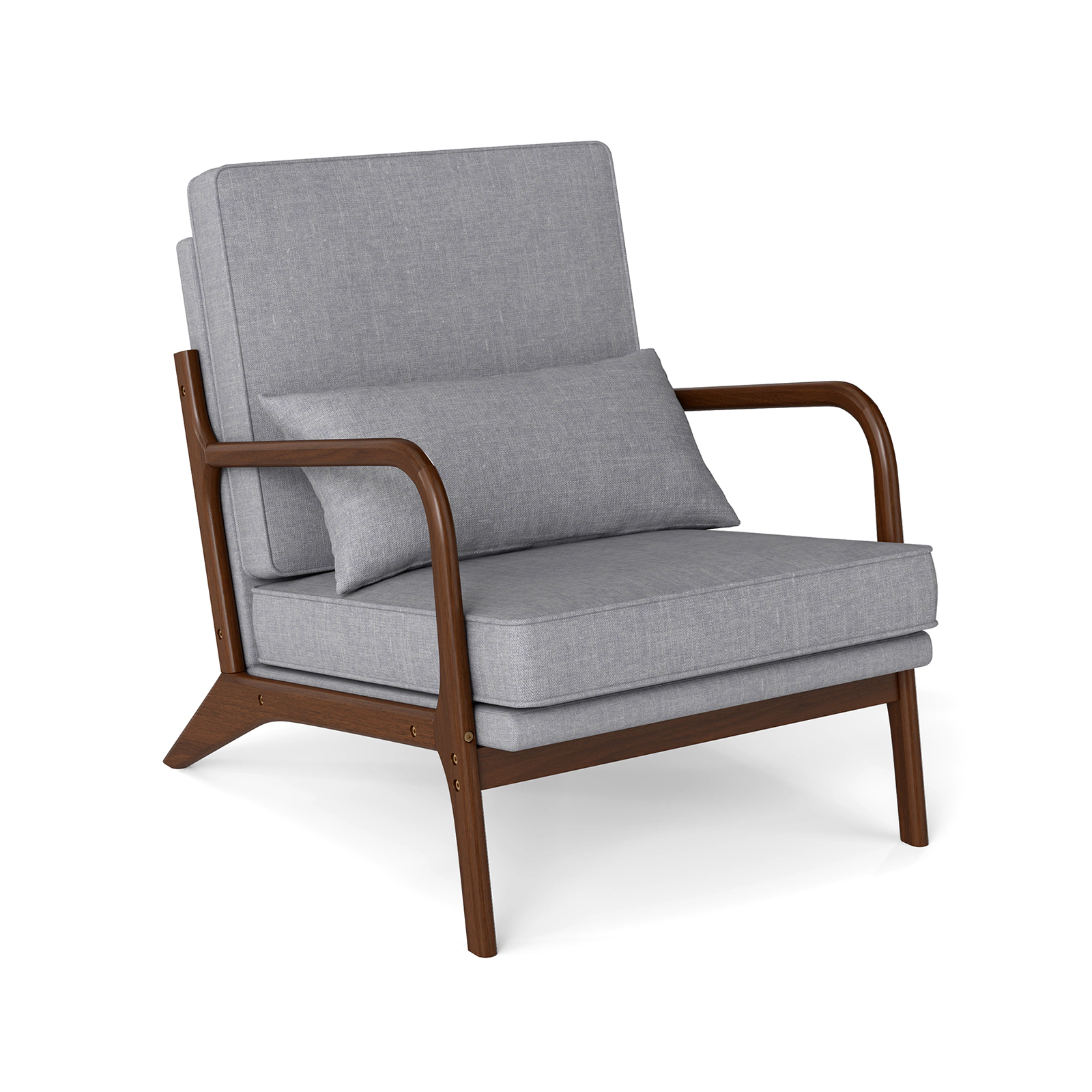 LJG Modern Accent Chair with Rubber Wood Armrests and Removable Back