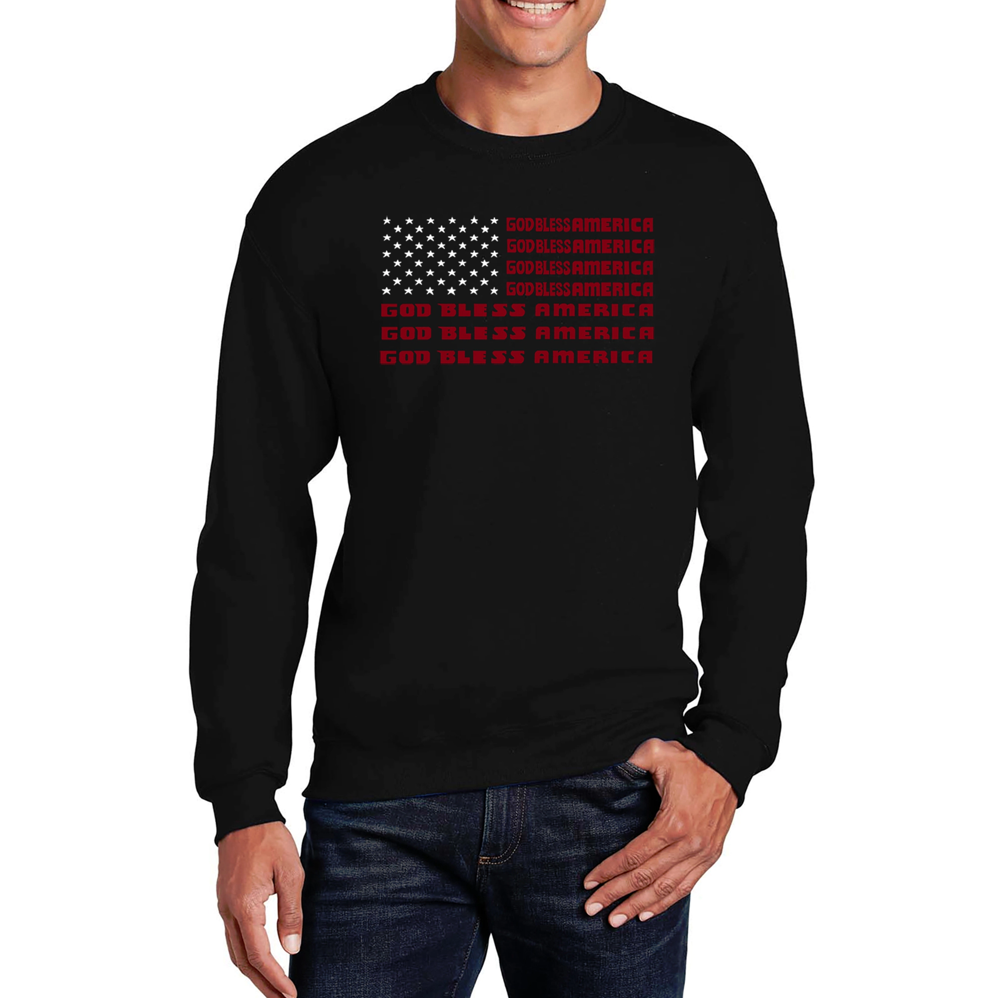 LA Pop Art God Bless America - Mens Word Crew Sweatshirt