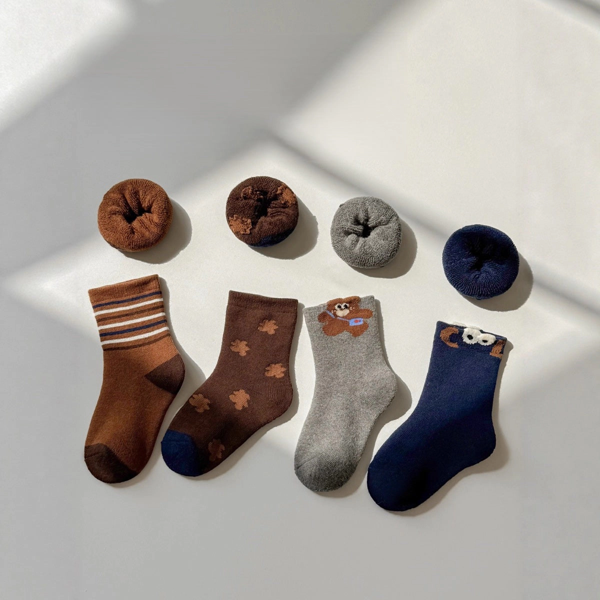 MyKids-USA Autumn and Winter Arrival Baby Unisex Breathable Striped/Dots Pattern Socks 1 Lot=4-Pair Set