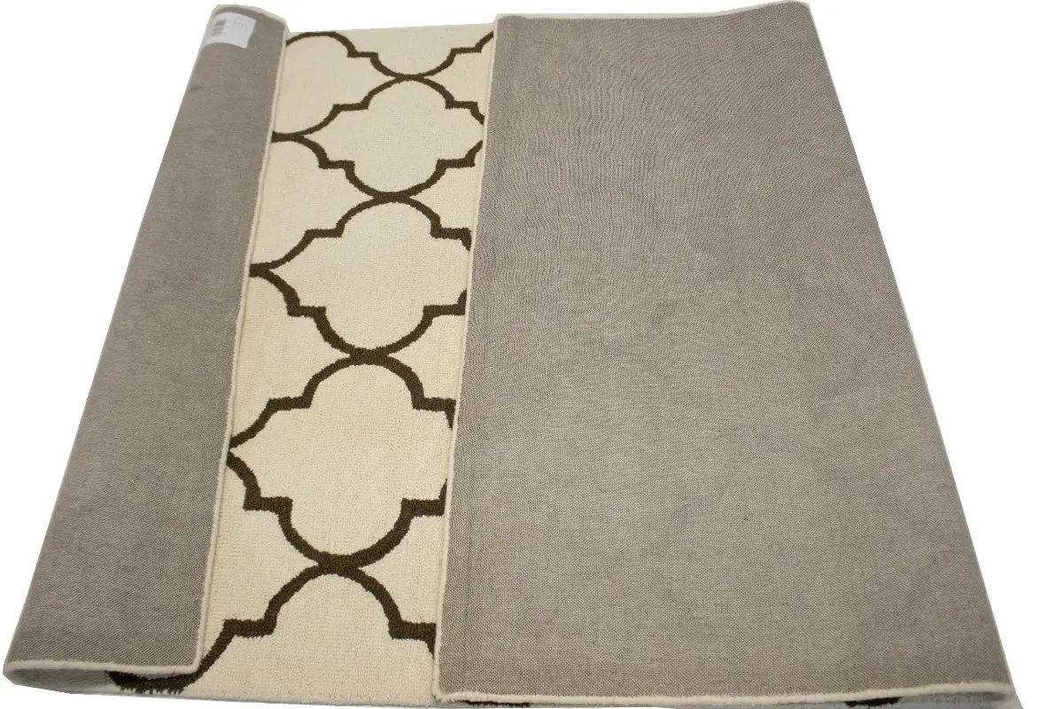 Magic Rugs Cream & Brown Floral Trellis Design 5X8 Hand-Tufted Modern Rug
