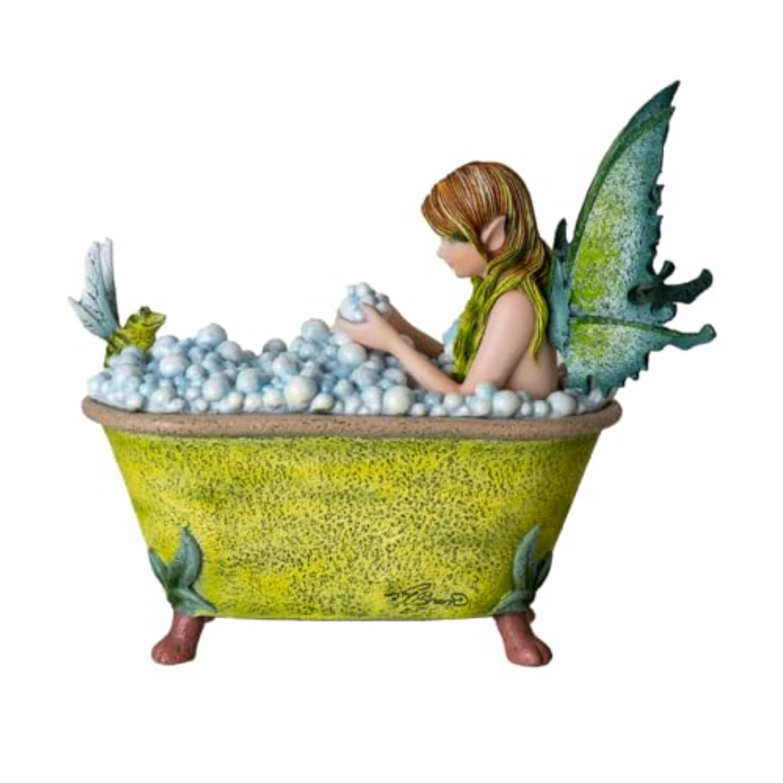 Pacific Giftware Enchanting Frog Fairy Gossiping with Fairy in Bubble Bath Figurine 7.5 Inch Length by Amy Brown Fantasy Art