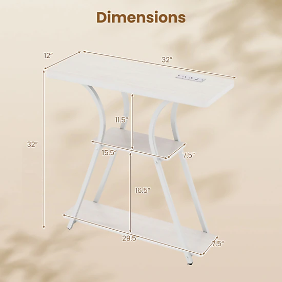 Hivvago 32 Inch Narrow Long Entryway Table With Power Outlets And Led Lights