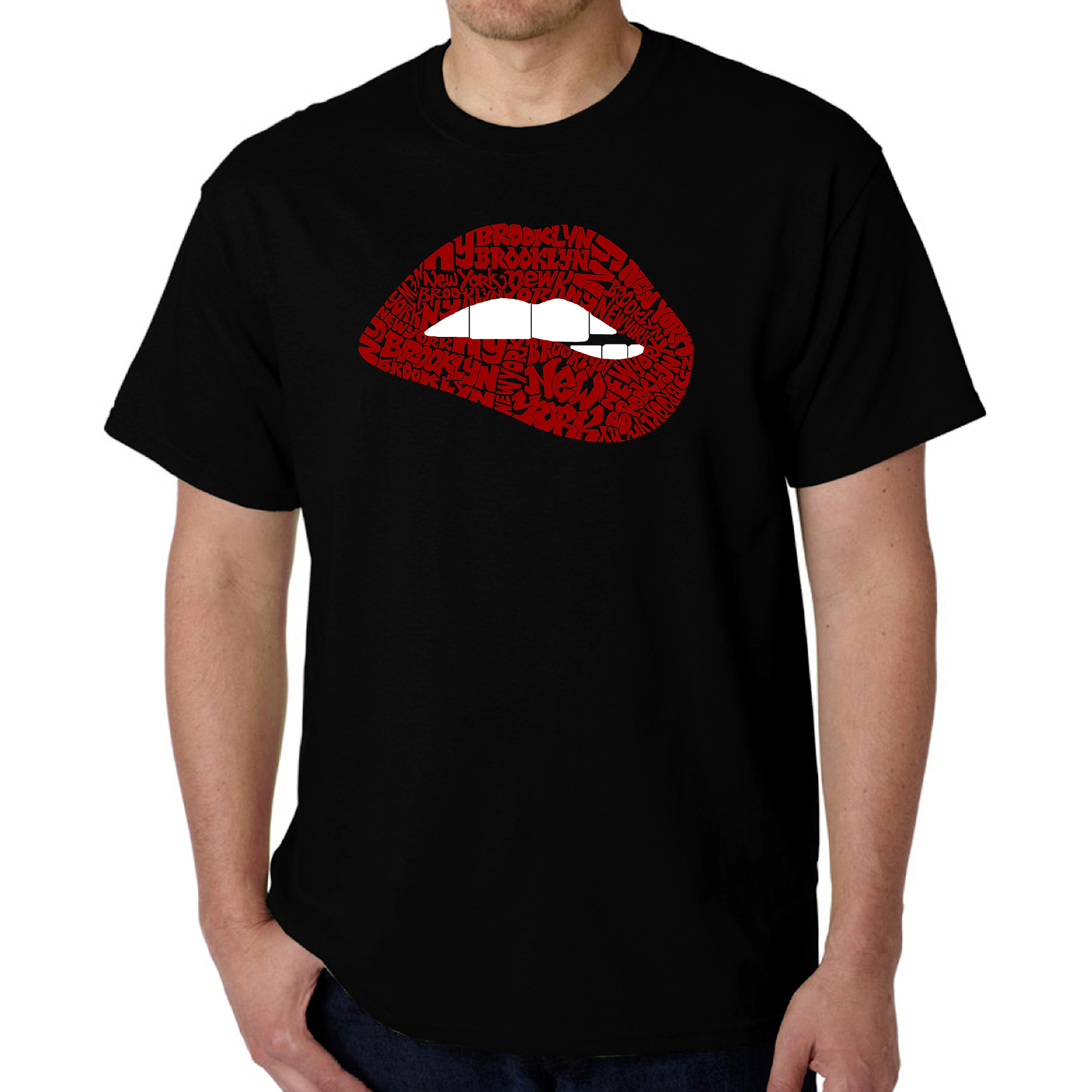 LA Pop Art Men's Word T-Shirt - Brooklyn Lips