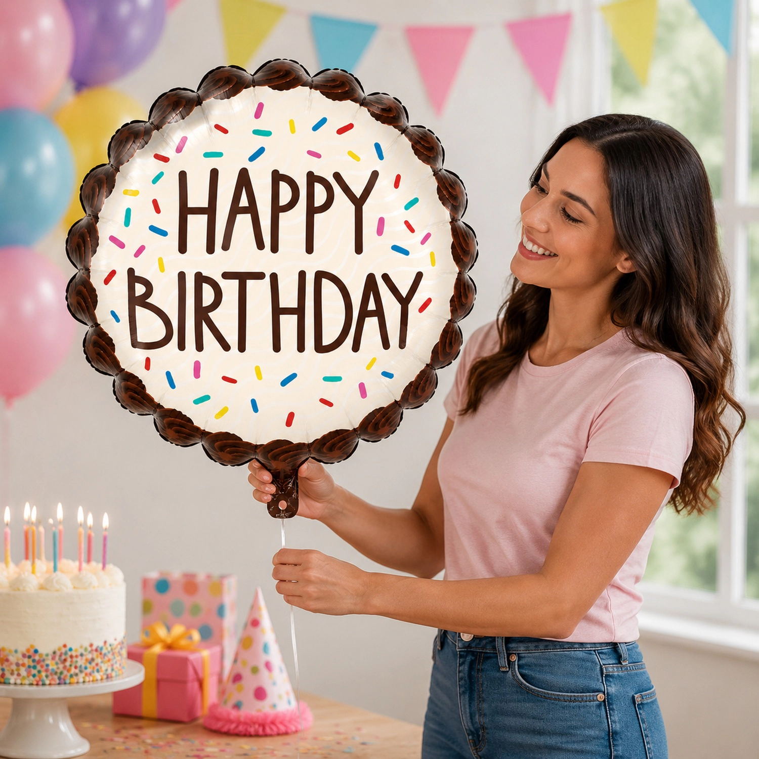 LoonBalloon Birthday Chocolate Sprinkles Foil Balloon 5-Pack
