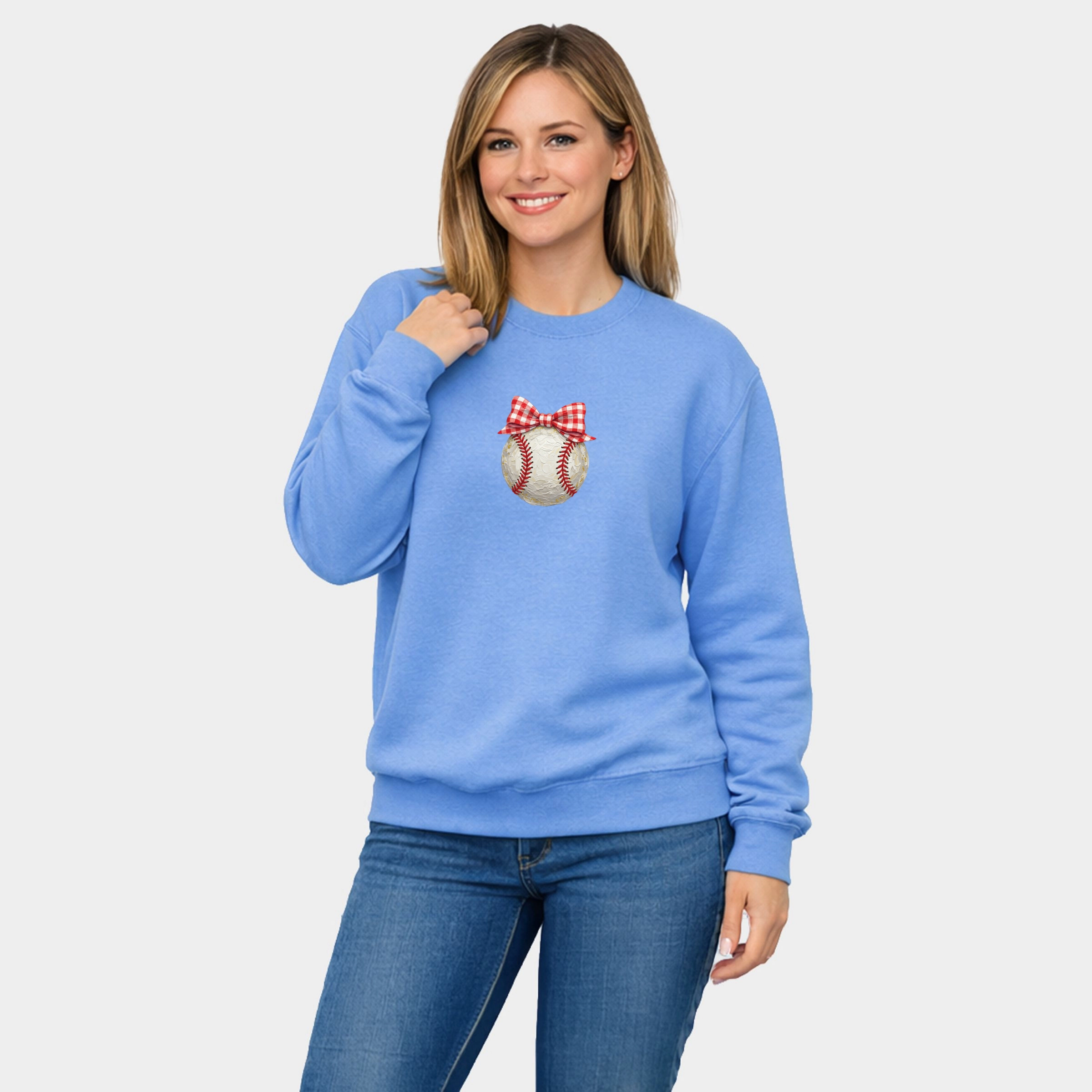 Simply Sage Market - Baseball Bow Faux Paint  Women's Graphic Sweatshirt