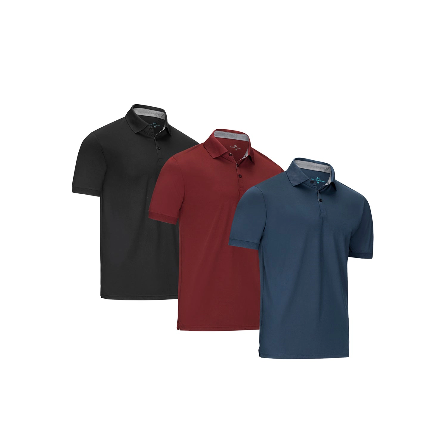 Mio Marino Mens Lightweight Performance Stretch Golf Polo Shirt
