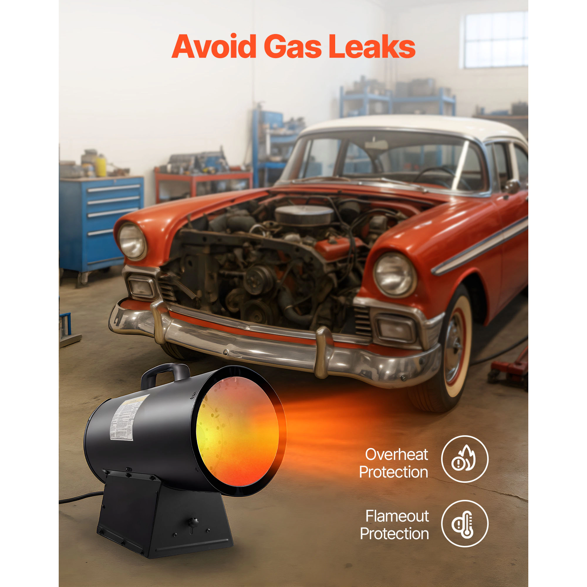 HONGGE Propane Heater with Temp Settings & Protection for Indoor/Outdoor