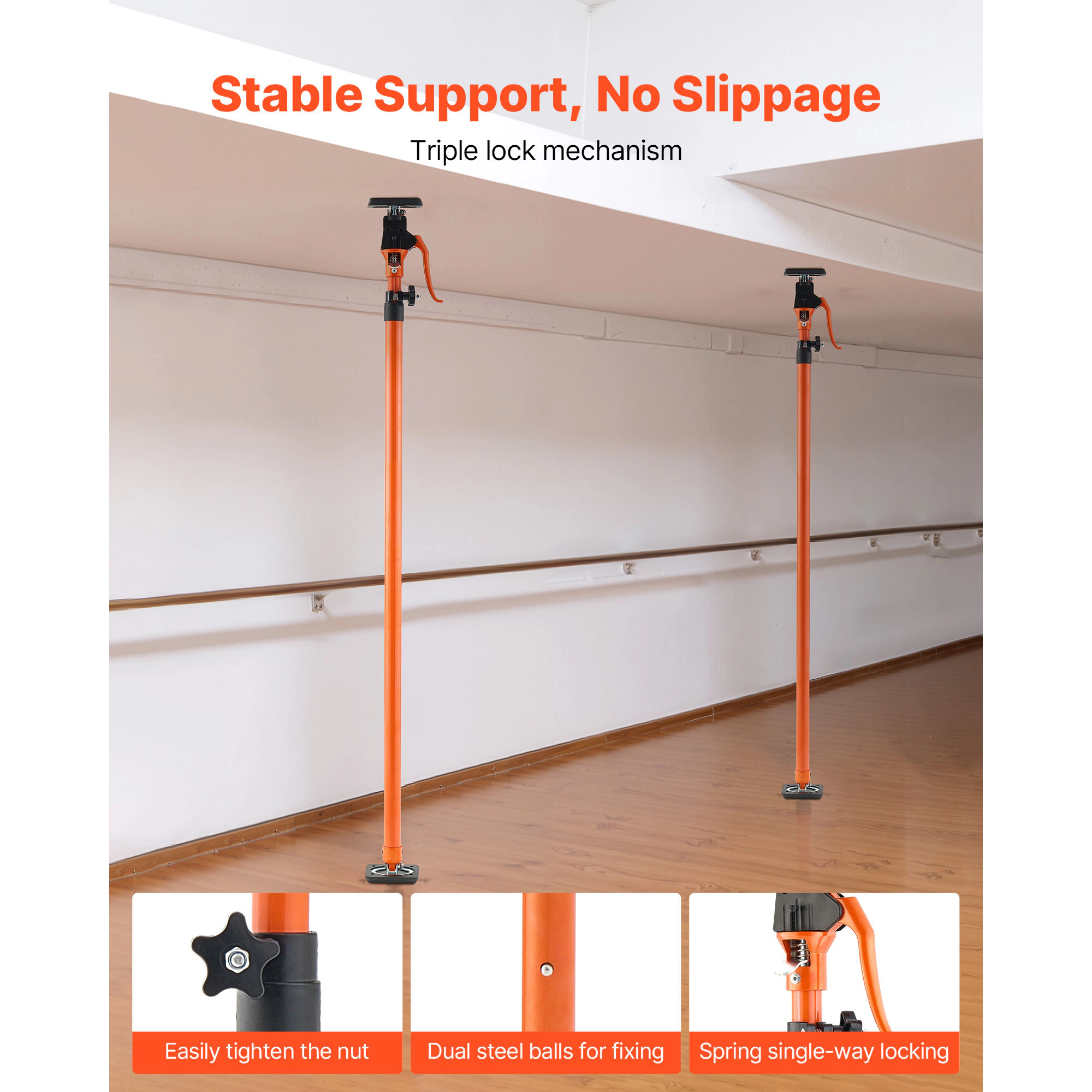 HONGGE Cabinet Jack Support Pole Steel Telescopic Quick Support Rod Adjustable 3rd Hand System for Installing Cabinets