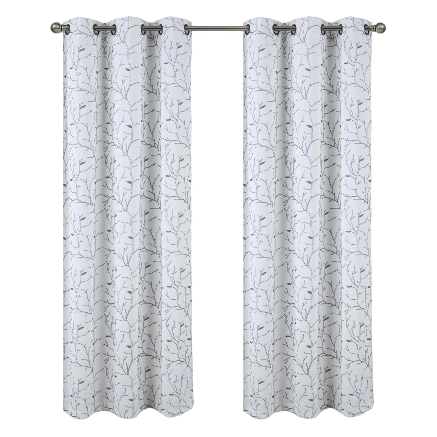 RT Designer Collection Luciana Embroidered Blackout Luxurious Decorative Grommet Curtain Panel 54" x 84" White