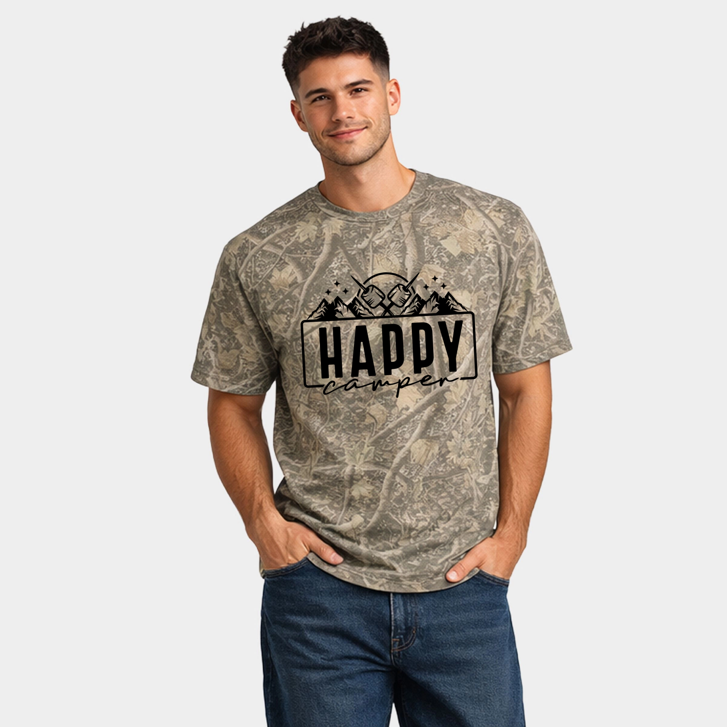 Simply Sage Market - Happy Camper Mountains and Smores Men's Heavyweight Crew