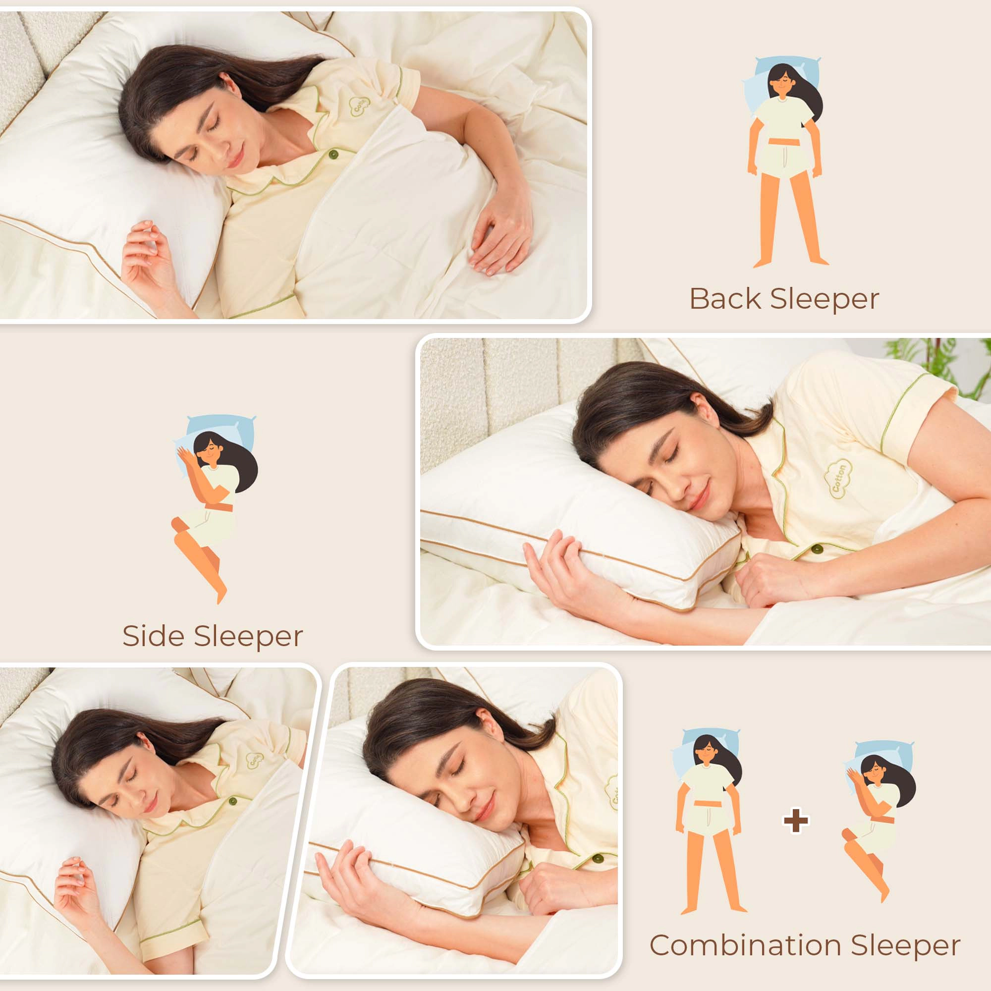 Peace Nest 2 Pack Feather and Down Medium Support Pillows