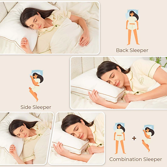 PEACENEST 2 Pack Feather and Down Medium Support Pillows