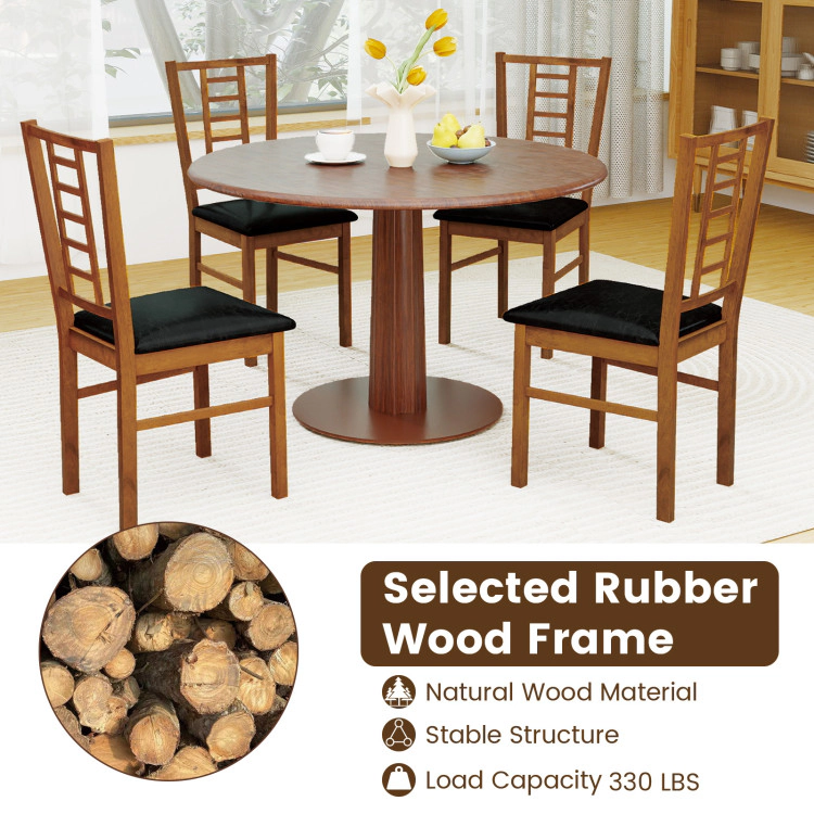 Hivvago Pu Leather Upholstered Wood Dining Chairs Set Of 2