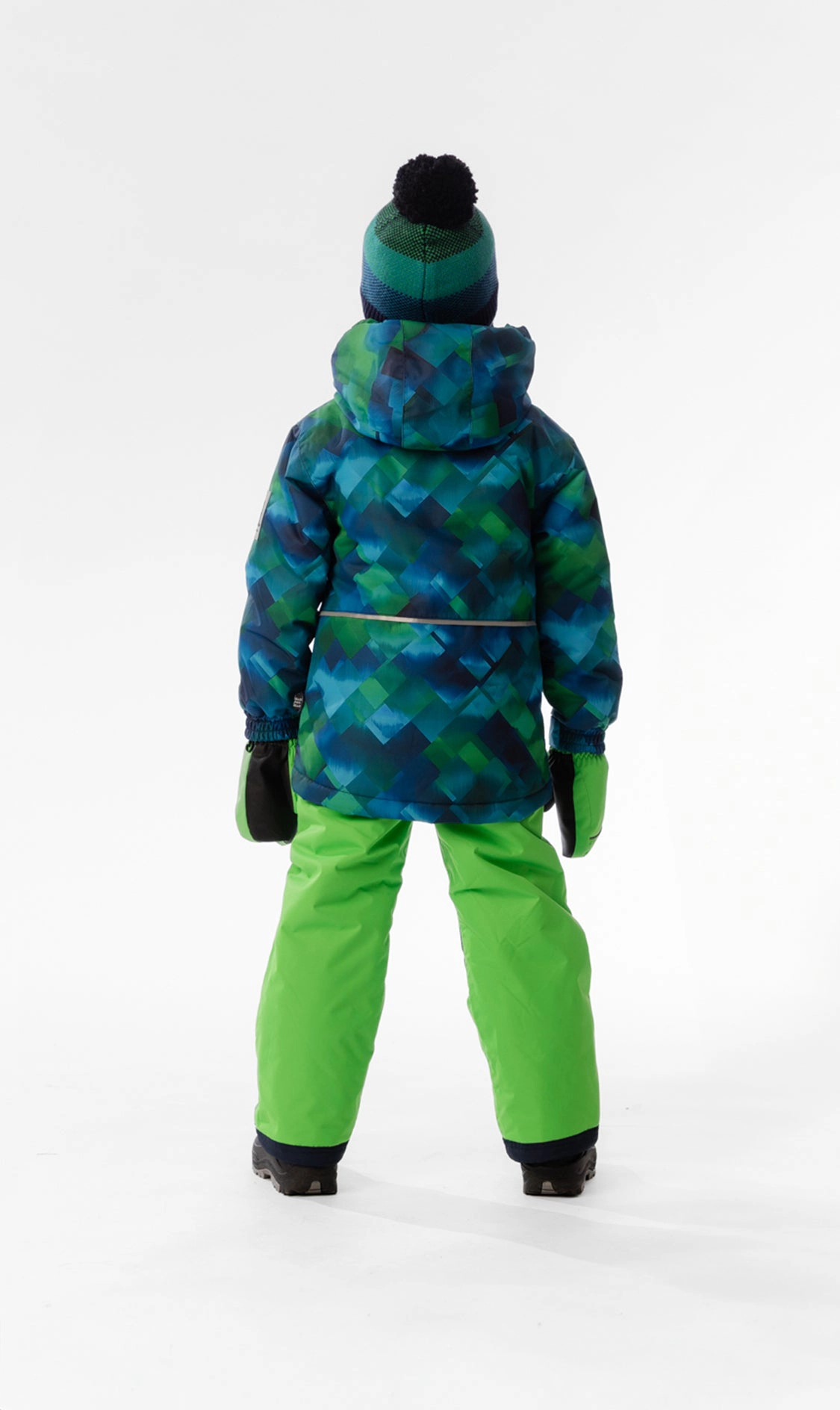 Deux par Deux Boys Checkered Print Lightweight Two Piece Snowsuit with Hooded Jacket and Snow Pants