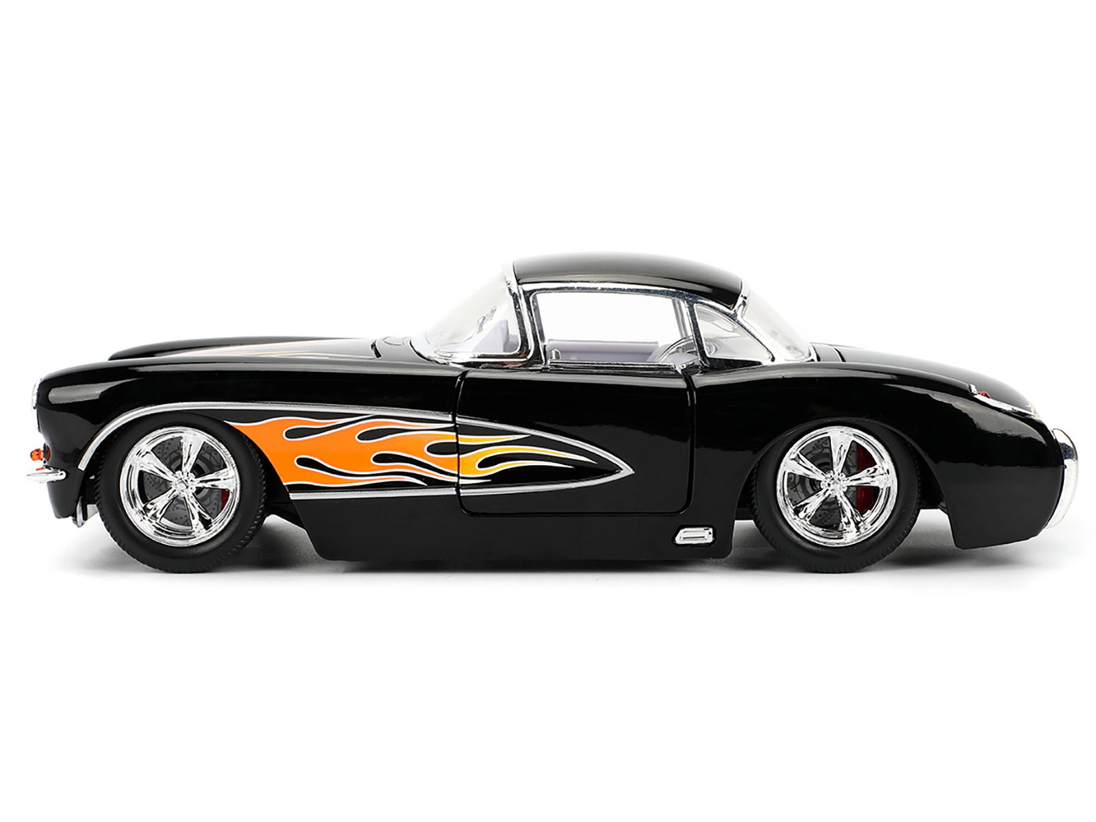 Jada 1957 Chevrolet Corvette Black with Flame Graphics and White Interior "Bigtime Muscle" Series 1/24 Diecast