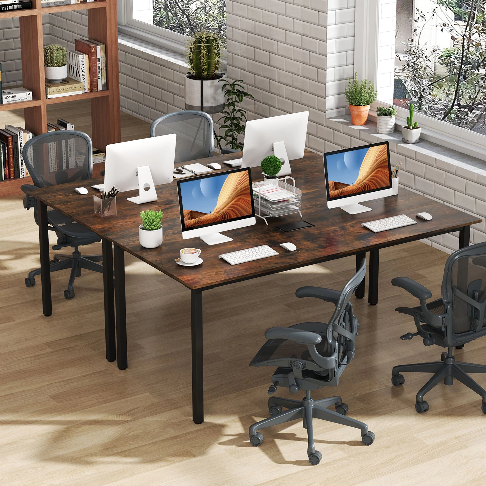 SlickBlue Large Conference Table 71 Inch with Cable Management Grommet