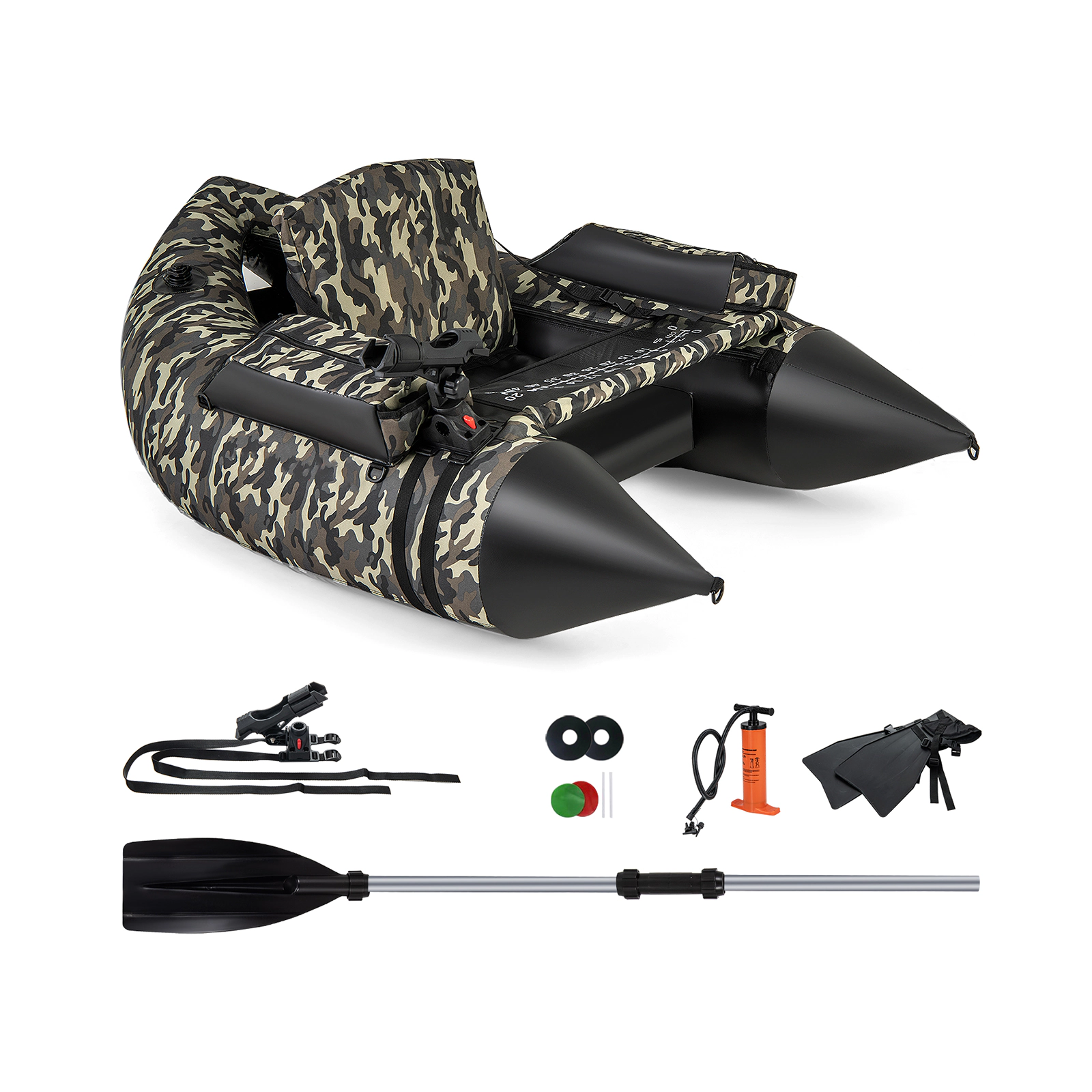 SUGIFT Adult Camouflage Fishing Float Tube with Adjustable Backrest and Carry Straps 59-in W 350-lb Load Capacity