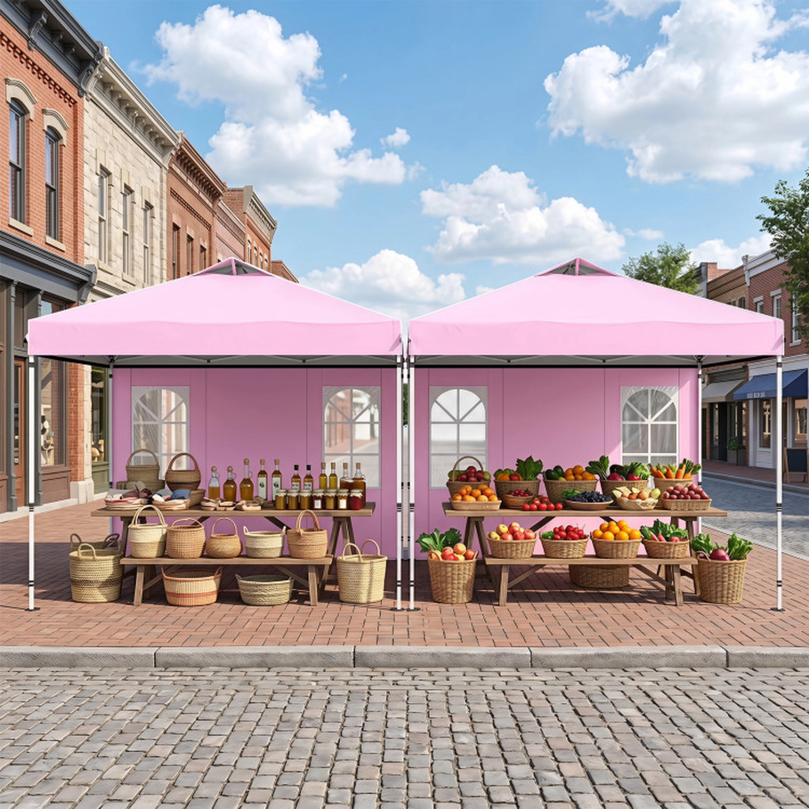 SUGIFT Pop Up Canopy Tent with 4 Sidewalls Adjustable Height Waterproof 10 x 10-ft Pink