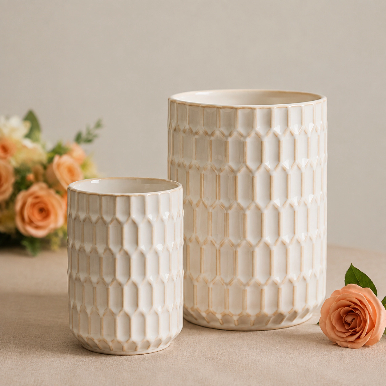 WZK Set of 2 Ceramic Farmhouse Kitchen Utensil Holder