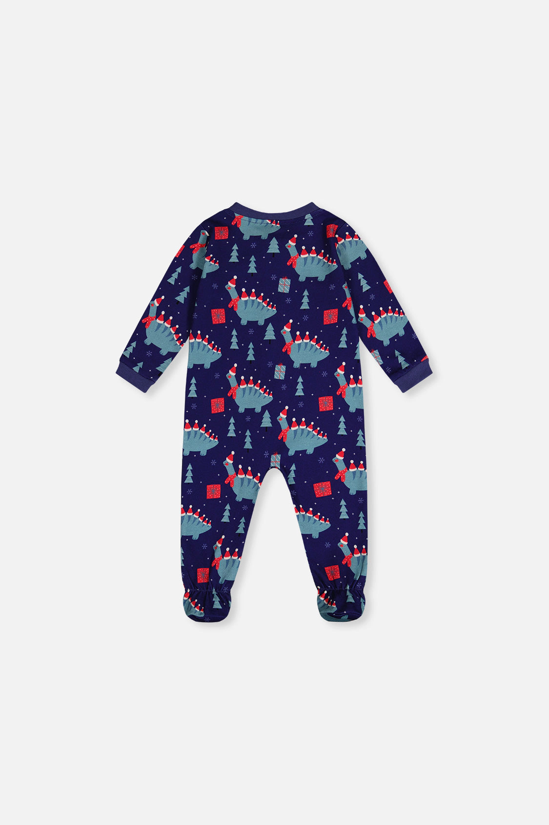 Deux par Boys Organic Cotton Dinosaur Print Front Zip Footed One Piece Pajama