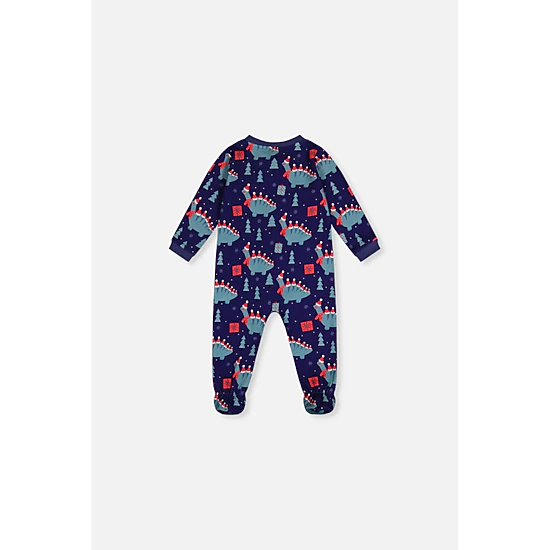 Deux par Deux Boys Organic Cotton Dinosaur Print Front Zip Footed One Piece Pajama