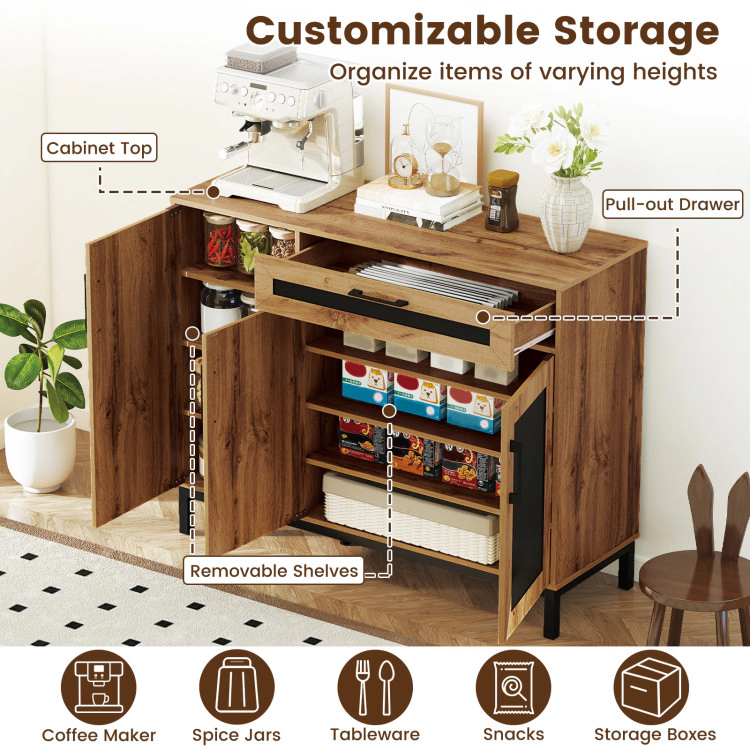 Hivvago 48 Inch Sideboard Buffet Cabinet With Drawer And Metal Legs