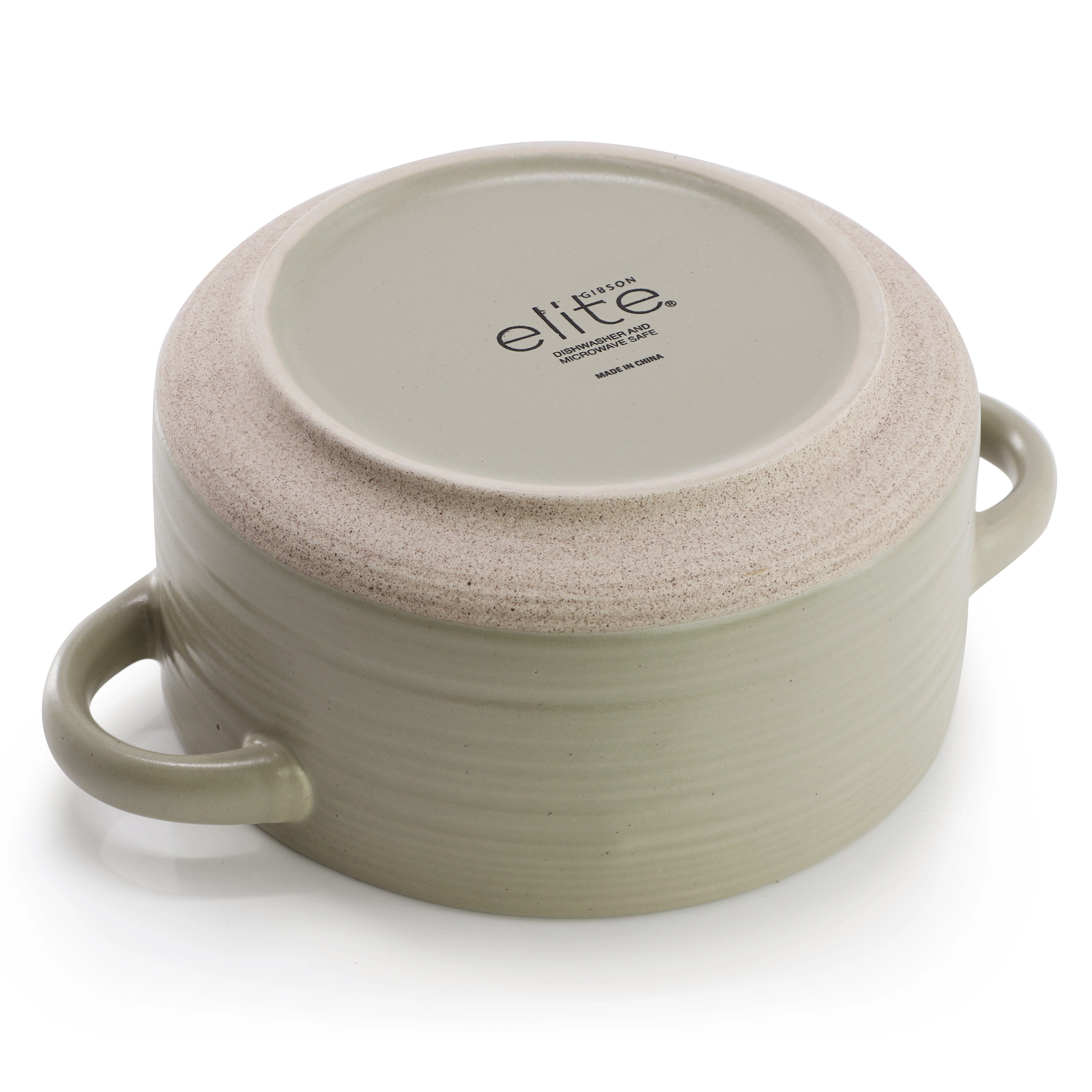 Gibson Elite Monaco Circle 6 Piece Inch Stoneware Soup Bowls with Handles Cream