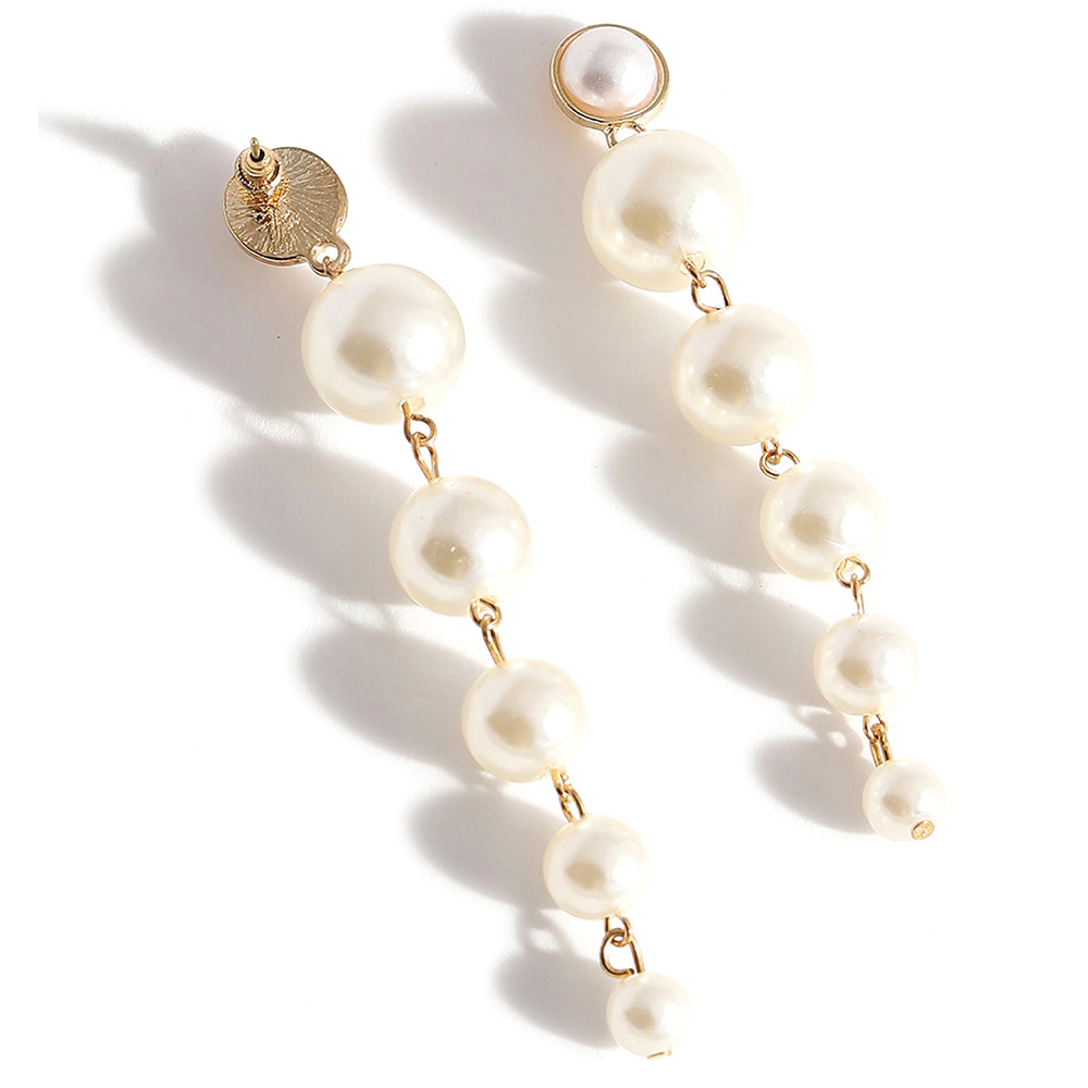 SOHI Women's White Pearl Statement Drop Earrings