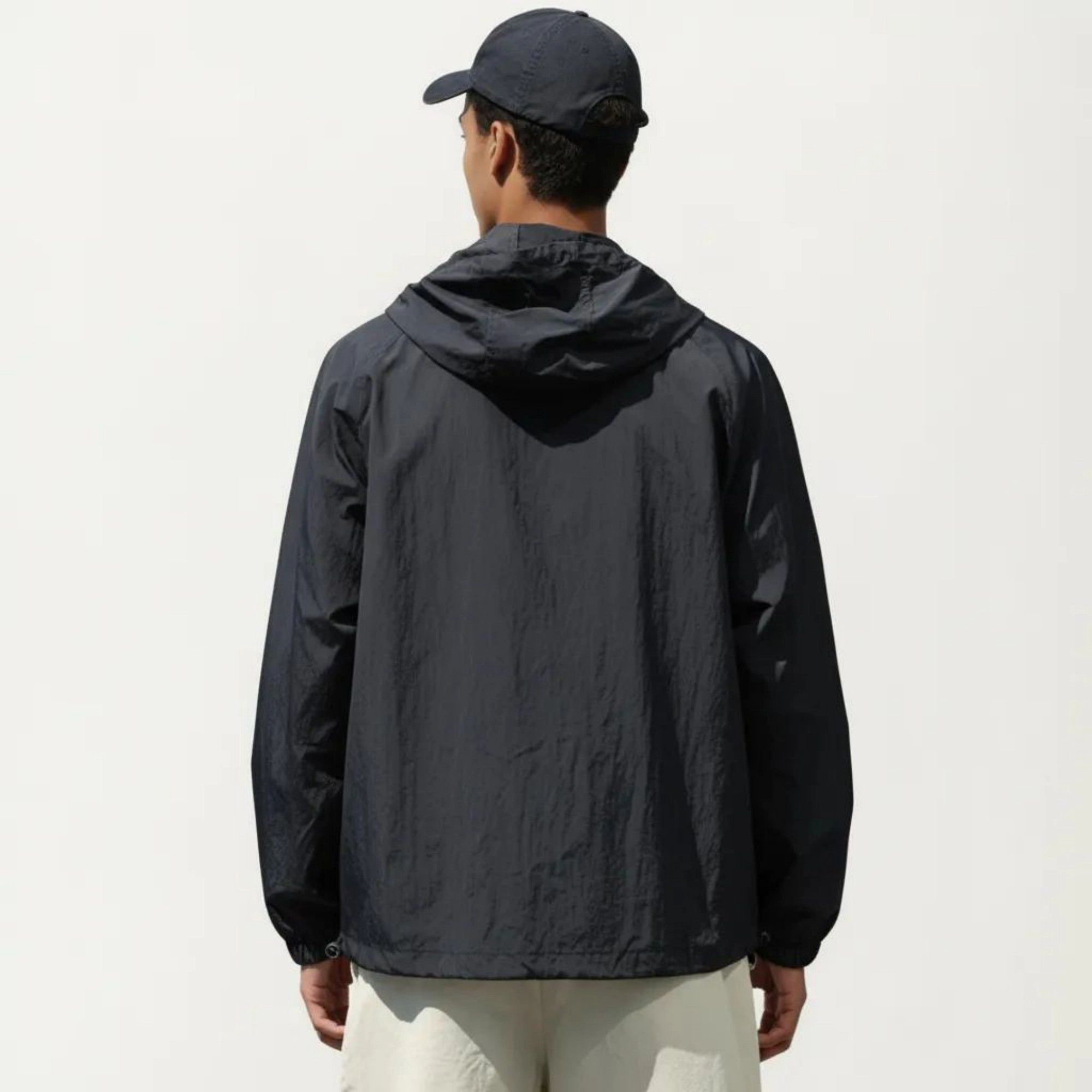 Anna-Kaci Men's Lightweight Hooded Windbreaker Jacket with Full Zip Closure Elastic Cuffs and Relaxed Fit